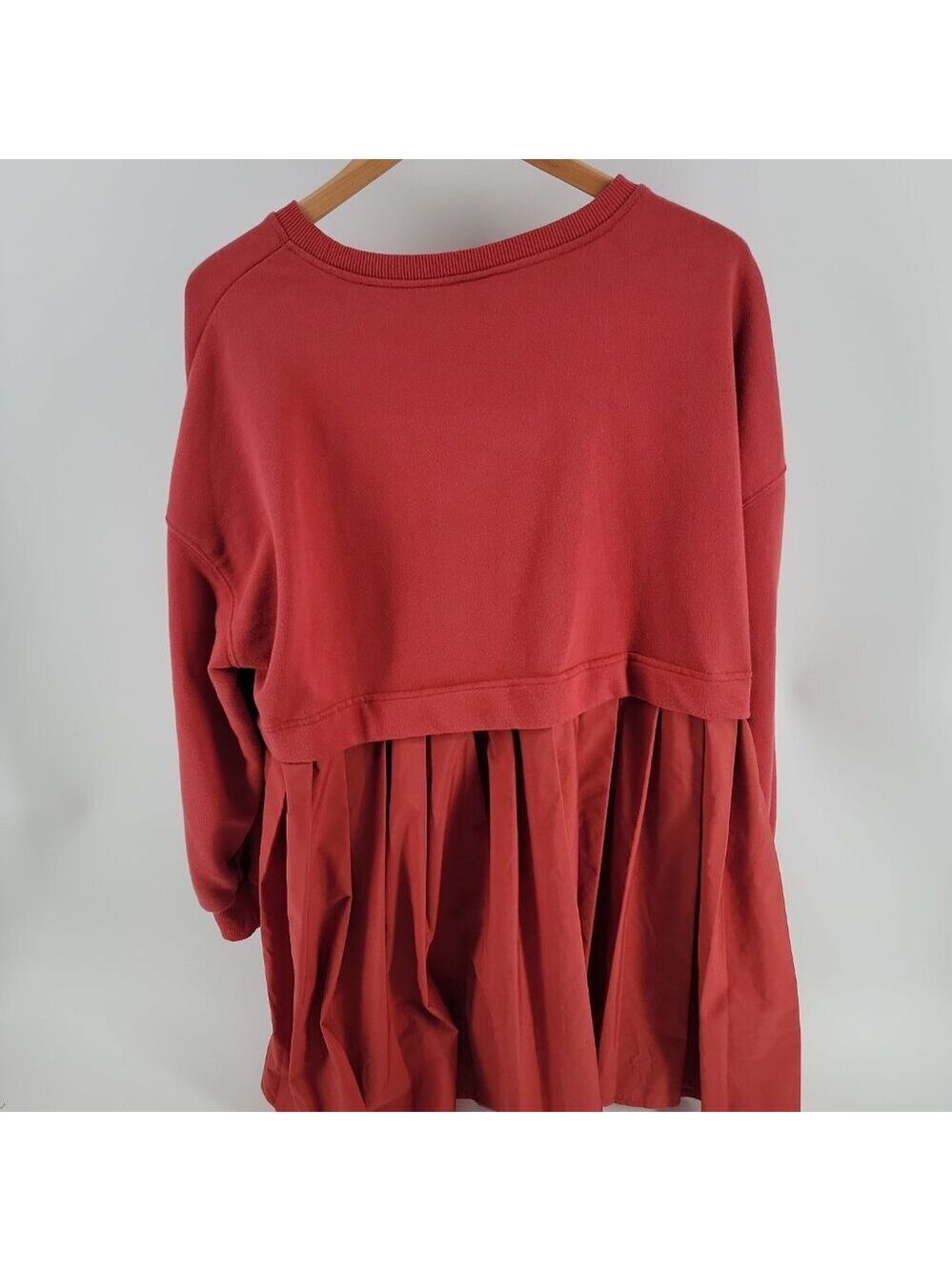 ANRABESS Red Sweatshirt Dress XL – Cozy Pleated Skirt Tunic, Holiday Casual - Picture 4 of 6